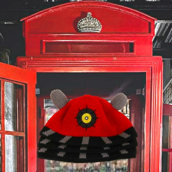 Doctor Who Cuffed Dalek Beanie Red Hat/Beanie One Size Fits Most - Picture 1 of 2